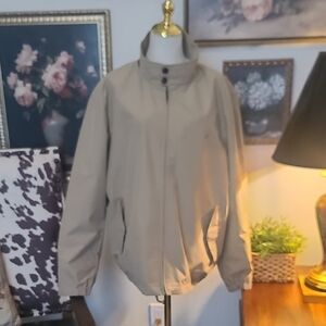 Nautica Tan Jacket with Brown Collar Accent